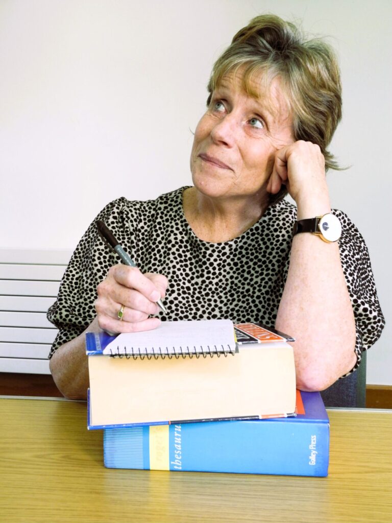 Creative writing group leader in pensive mood